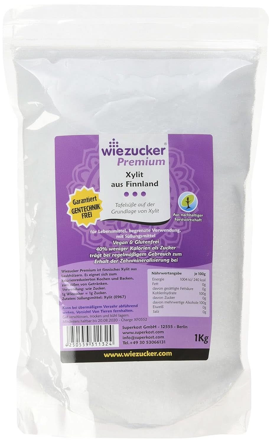 Original birkesukker fra Finland, 1 Kg Sweeteners Naty Shop