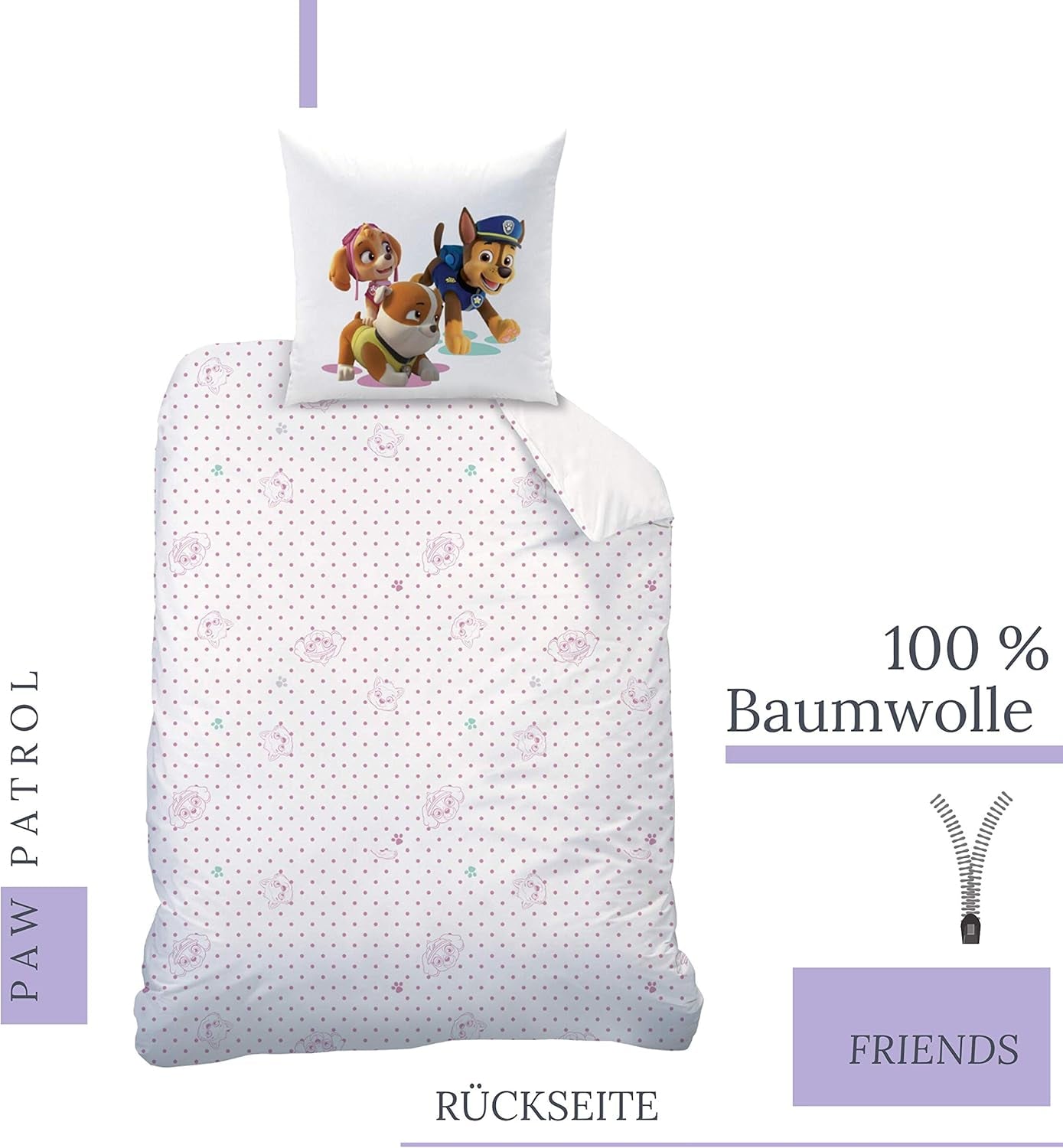 Paw Patrol sengetøj, 2 stk., til piger Sengetøj - børn Naty Shop