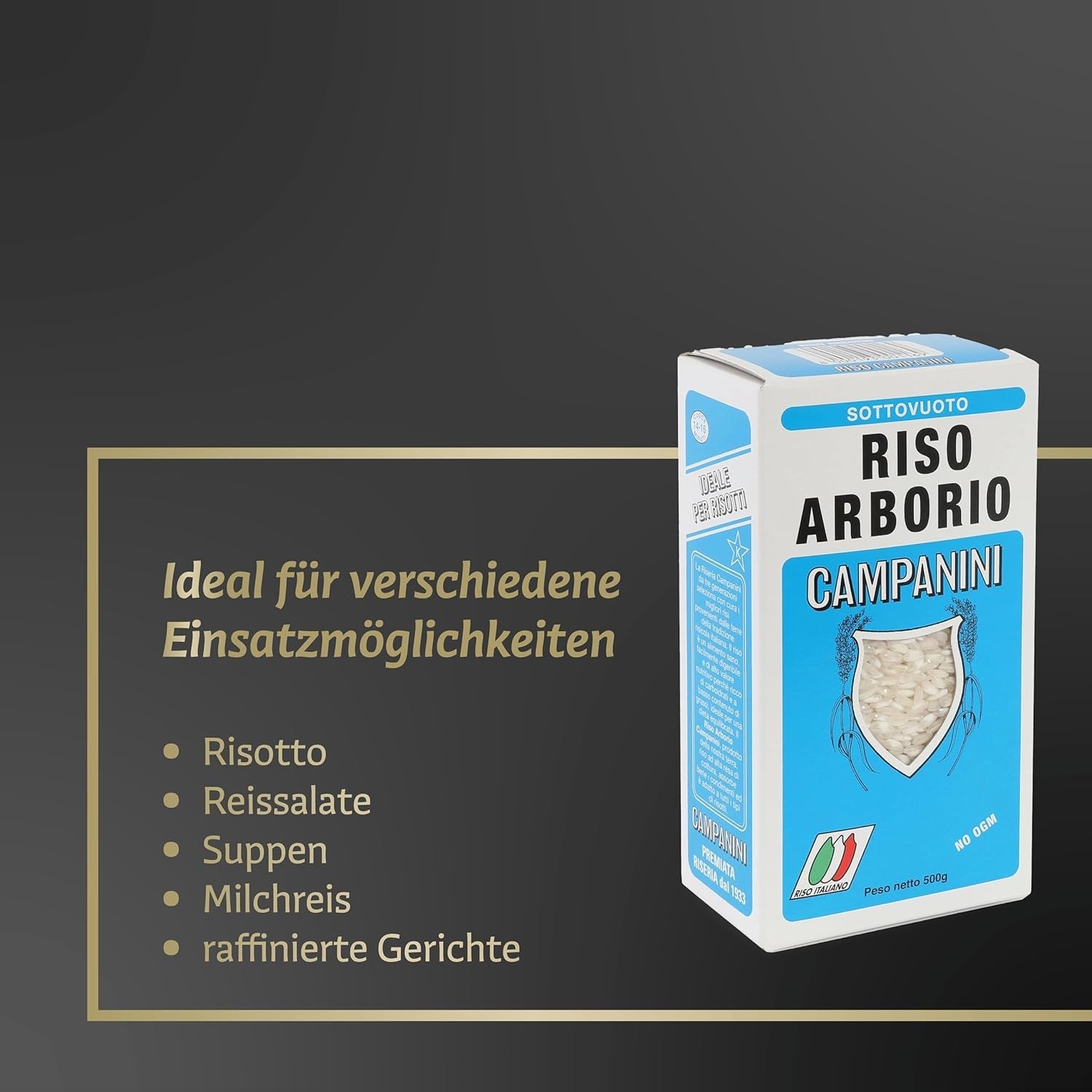‎Risera Campanini Risotto Ris 500 g – Italiensk Risotto Ris, Arborio Riso Ris, Cremet Risotto