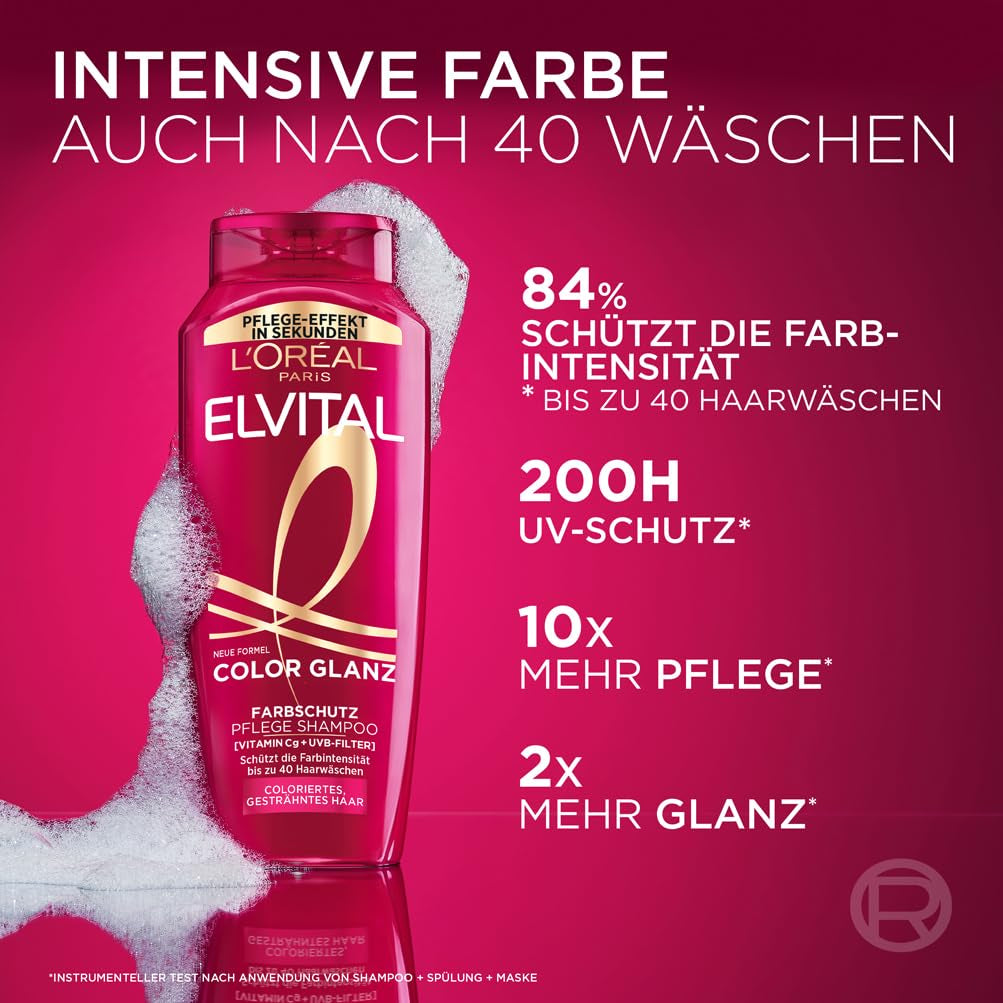 L'Oréal Paris Elvital XXL, Farvebeskyttelseshampoo til farvet hår, 1 liter bruser og bad L'Oréal
