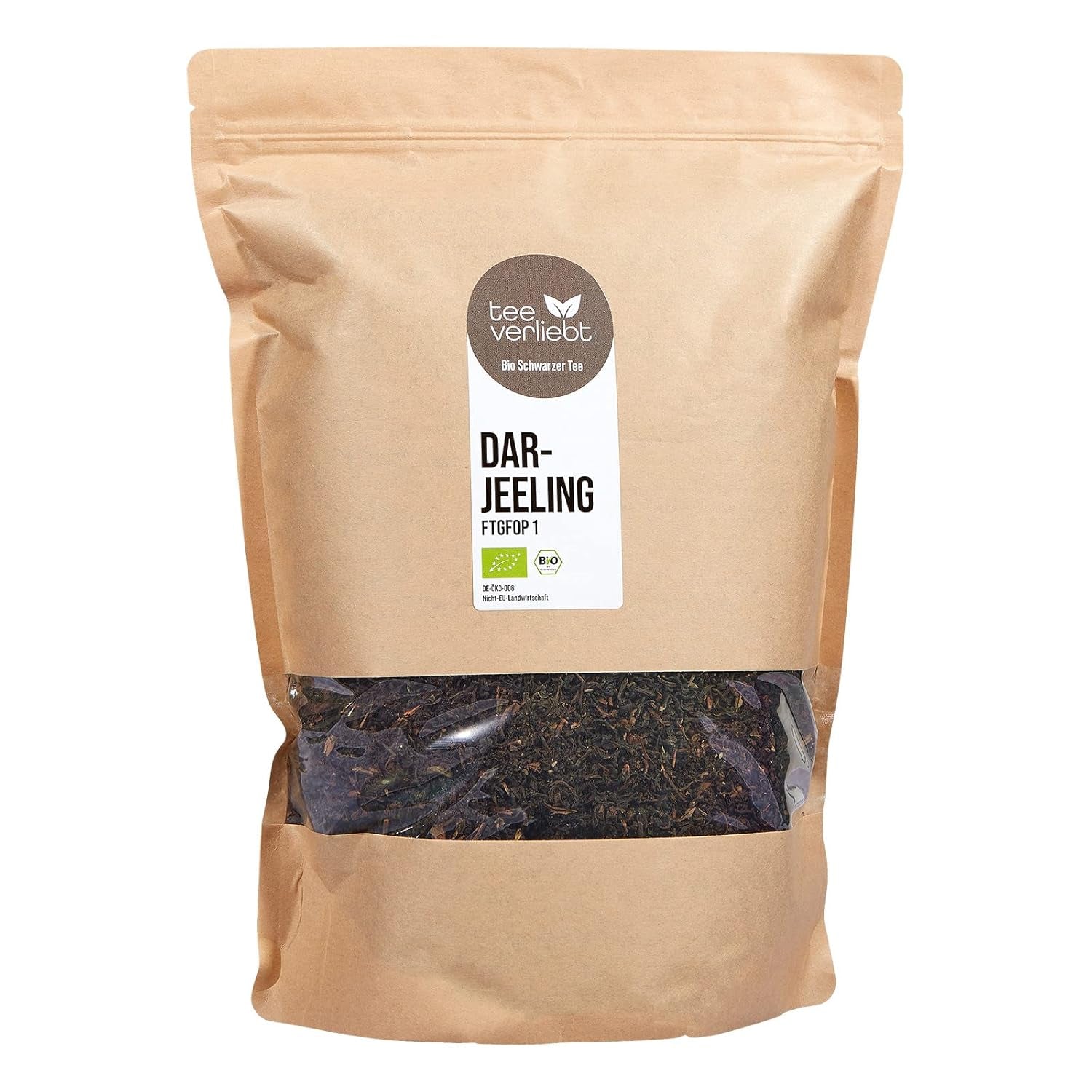 Teeverliebt - Darjeeling Bio Second Flush 1000G I Darjeeling Tea FTGFOP1 fra Indien I Fuld smag Light Black Tea I 1 kg