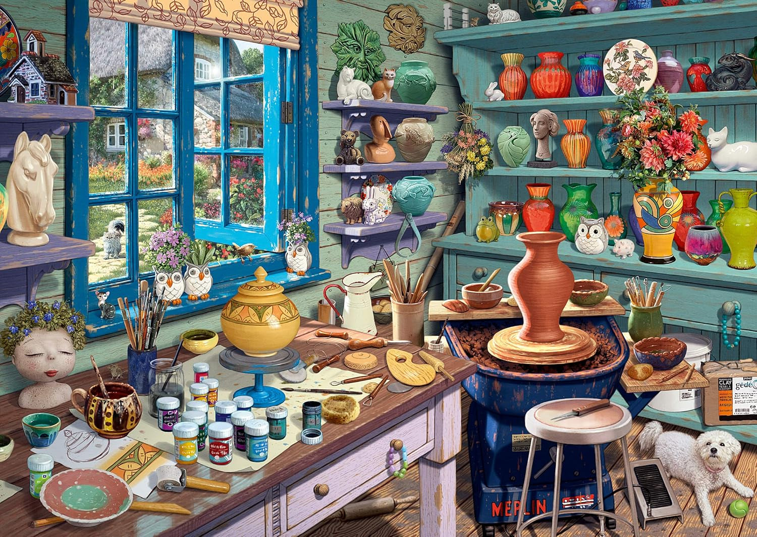 Schmidt Spiele 59656 Kunstnerens studie, 1000 brikkers hemmelige puslespil Naty Shop-puslespil