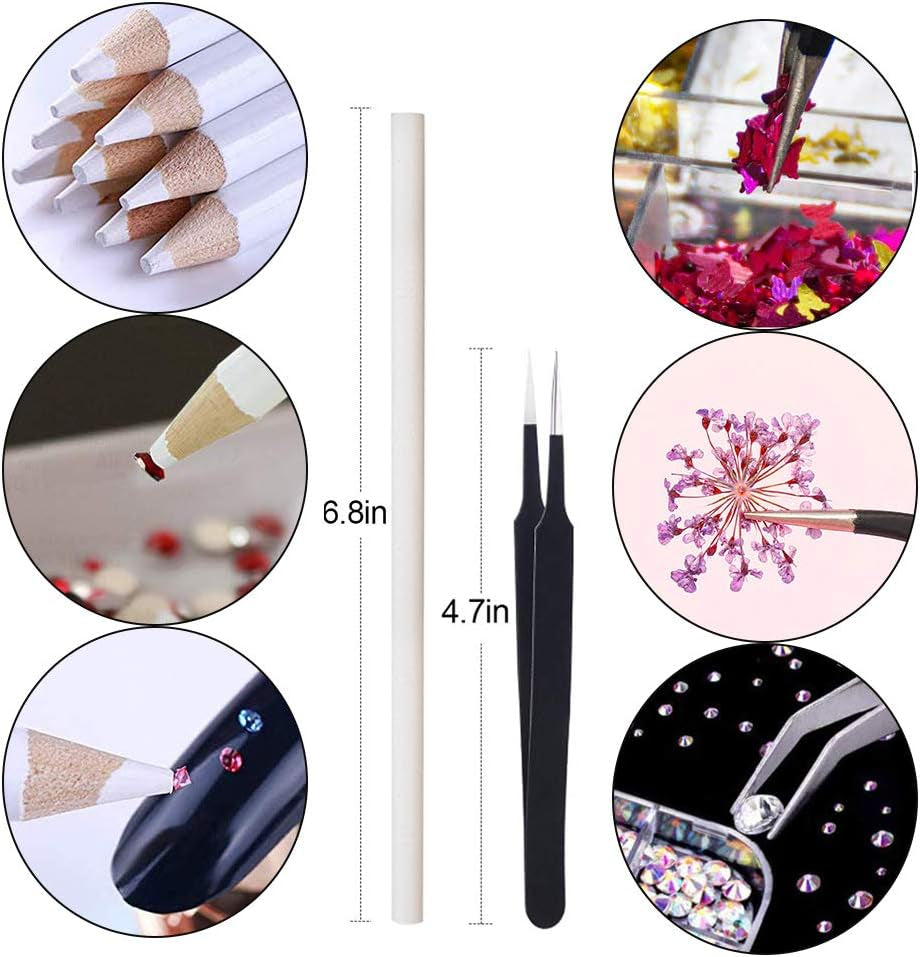 Kalolary tørrede blomster til negle Sommerfugle pailletter Neglelak folie Neglestickers Pincet Neglesten Negle Rhinestones Blyant til 3D Negle Design DIY dekorationer