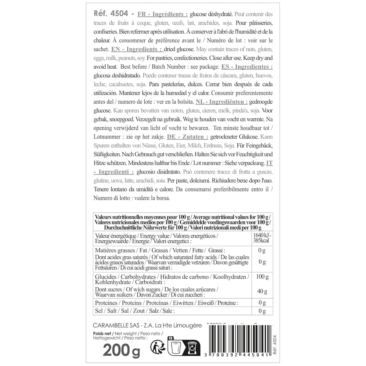 Scrapcooking Dörrte Glucose, 200 G Sødemidler Naty Shop