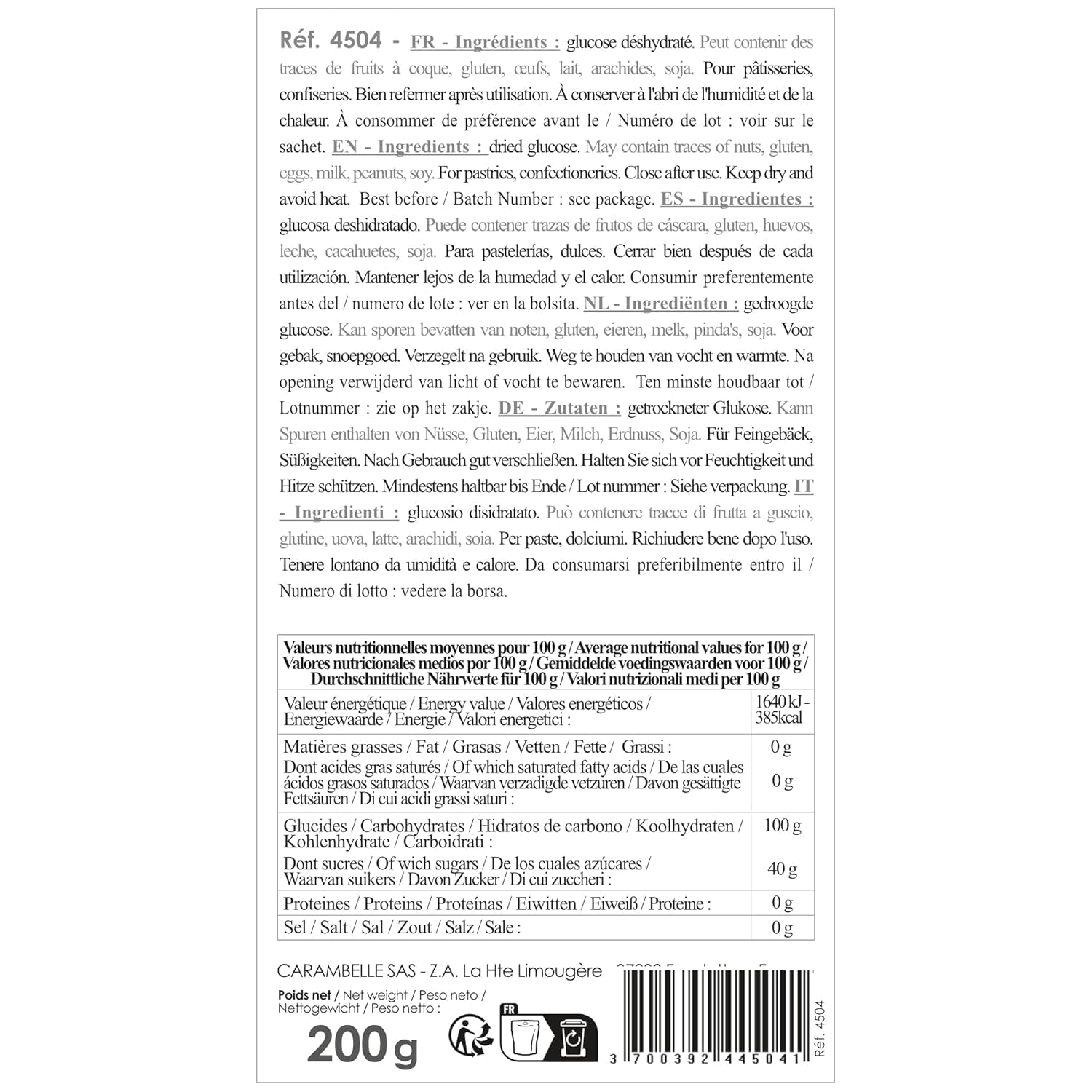 Scrapcooking Dörrte Glucose, 200 G Sødemidler Naty Shop
