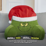 Grinchpude - Rygpude til seng og sofa, rygstøtte med armlæn, læsepude til ryg, nakke og hoved, grøn, 40 x 38 cm