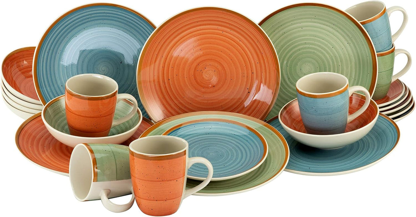CreaTable, 22851, COUNTRY-serien, 24-delt porcelænssæt til 6, Porcelænskombinationsservice, Tåler opvaskemaskine og mikroovn, Kvalitetsfremstilling