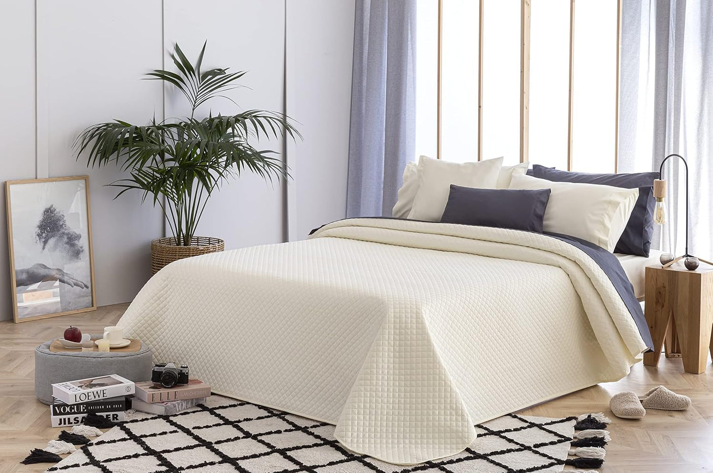 Todocama Fine Boutique sengetæppe med diamantmønster Forår Sommer Efterår Vinter 100% Ekstra blødt Microfiber Multifunktionelt Sengetæppe 105-200 X 260 cm Beige Senge og Tæpper Besuche den Todocama-Store Beige Cama 105 - 200X260Cm