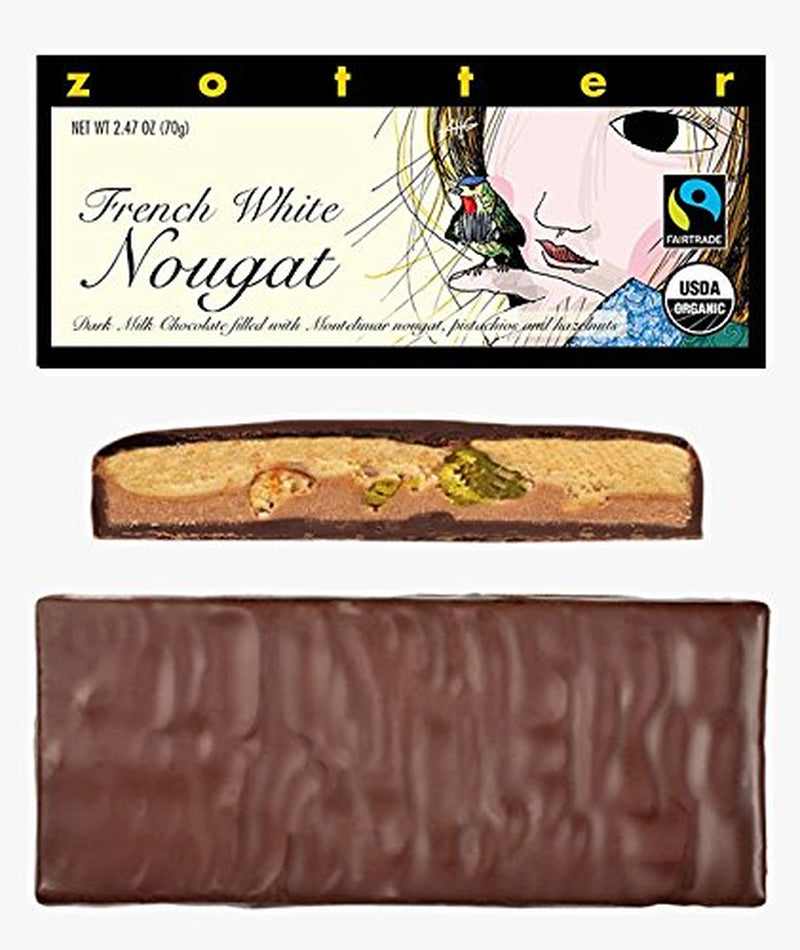Mælkechokolade og fransk nougat, håndlavet (70 g) - Bio
