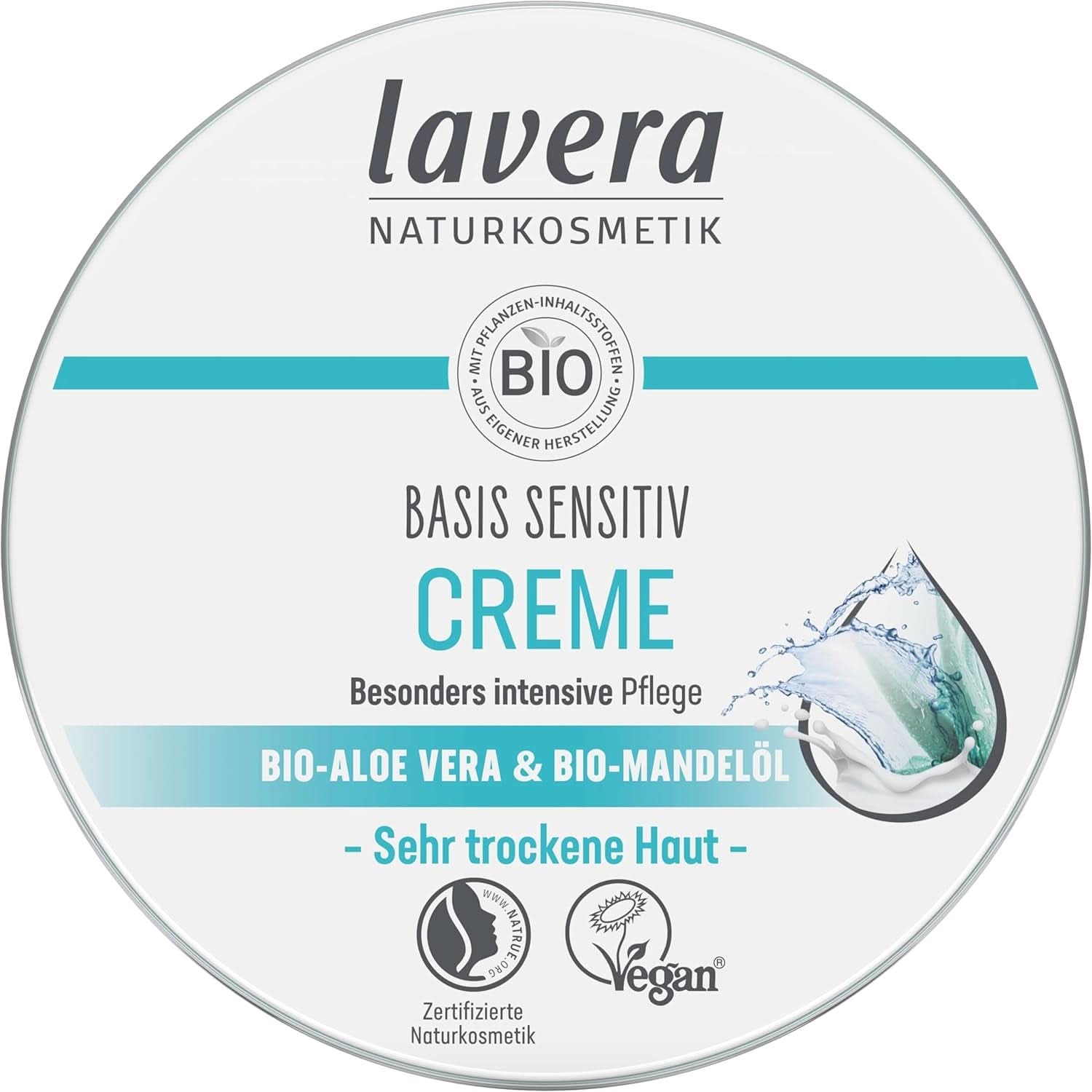 Lavera Basis Sensitiv, intensiv pleje til tør hud med Aloe Vera og mandelolie, 150 ml Naty Shop Standardtitel