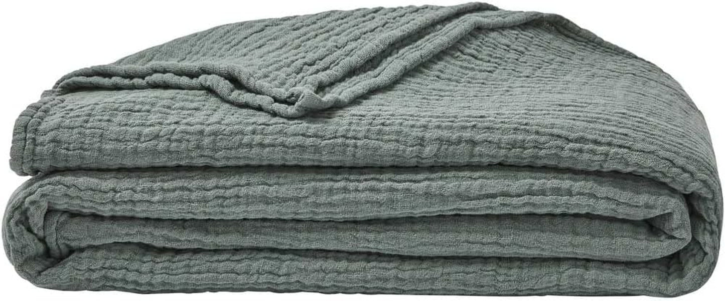 ESSIX Plaid, Monocolor, Lavet af bomuldsgaze, Jazzy, 130 X 170 Cm Dyner og dyner Naty Shop Sage