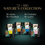 SHEBA Nature's Collection i sovs - højkvalitets våd kattefoder, fine varianter (MSC) i portionsposer - 72 x 85 g