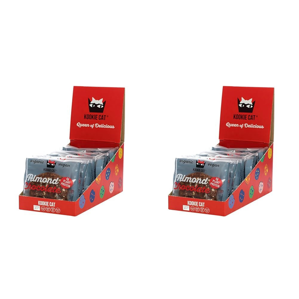 Mandel og chokolade - individuelt indpakkede veganske småkager, glutenfri, sojafri, økologisk, mandler og havre - 12 x 50 g multipak (pakke med 2)