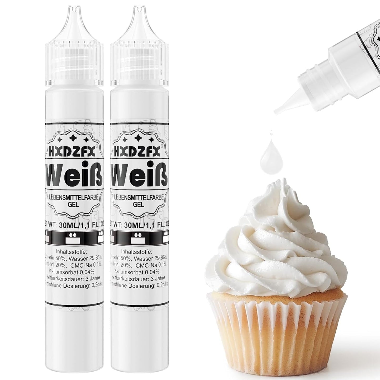 Gel madfarve - HXDZFX 2×30 ml, sukkerfri madfarve, højkoncentreret, til dekoration af kager, hvid fondant, makroner, småkager, bagning, påskeæg, slim (drue lilla)