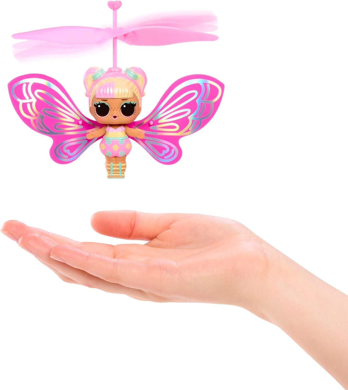 LOL overraskelse! Magic Flyers Fairies Tots - Blomsterbarn - Indeholder 1 dukke og 1 tryllestav i en blomsterformet pakke, 2 til at samle, Rose
