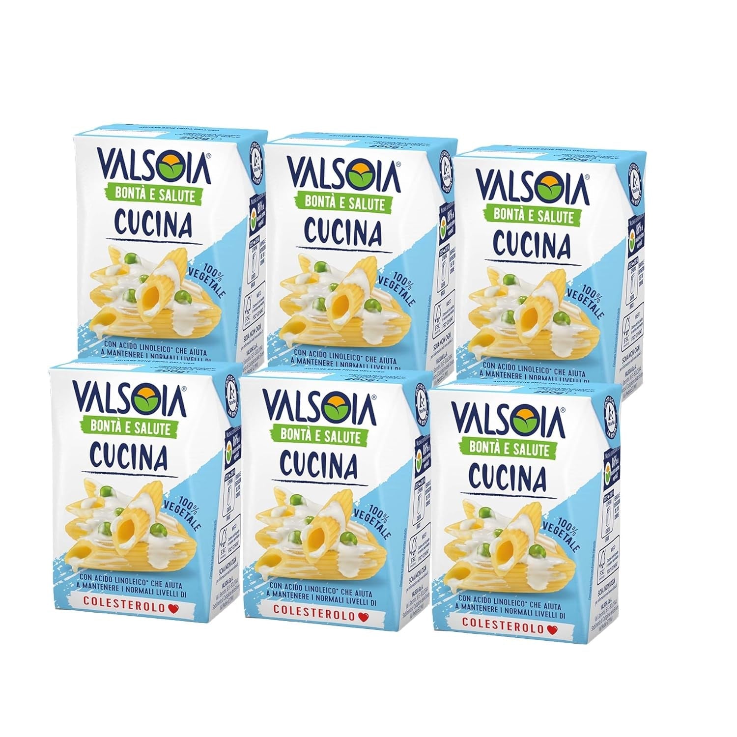 Condisoia creme, ideel madlavningscreme til personer med laktoseintolerance, veganere og vegetarer, alsidig i køkkenet, 6 x 200 g