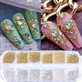 GZMAYUEN Nail Art Perlen Micro Caviar Für Nägel, 0,3-3Mm Goldene Silber Mini Caviar Strasssteine, Weiß Beige Mini Nägel Perlen Mikroperlen Dekor Für Nägel