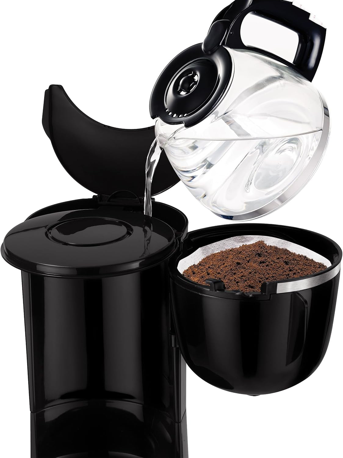 Tefal CM3408 Mini kaffemaskine i glas (600 W, 6 kopper) sort/rustfrit stål, CM340811