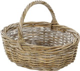 Dehner rattan blomsterkurv med hank, ca. 46 x 39 x 18 cm, rattan stof, grå/brun