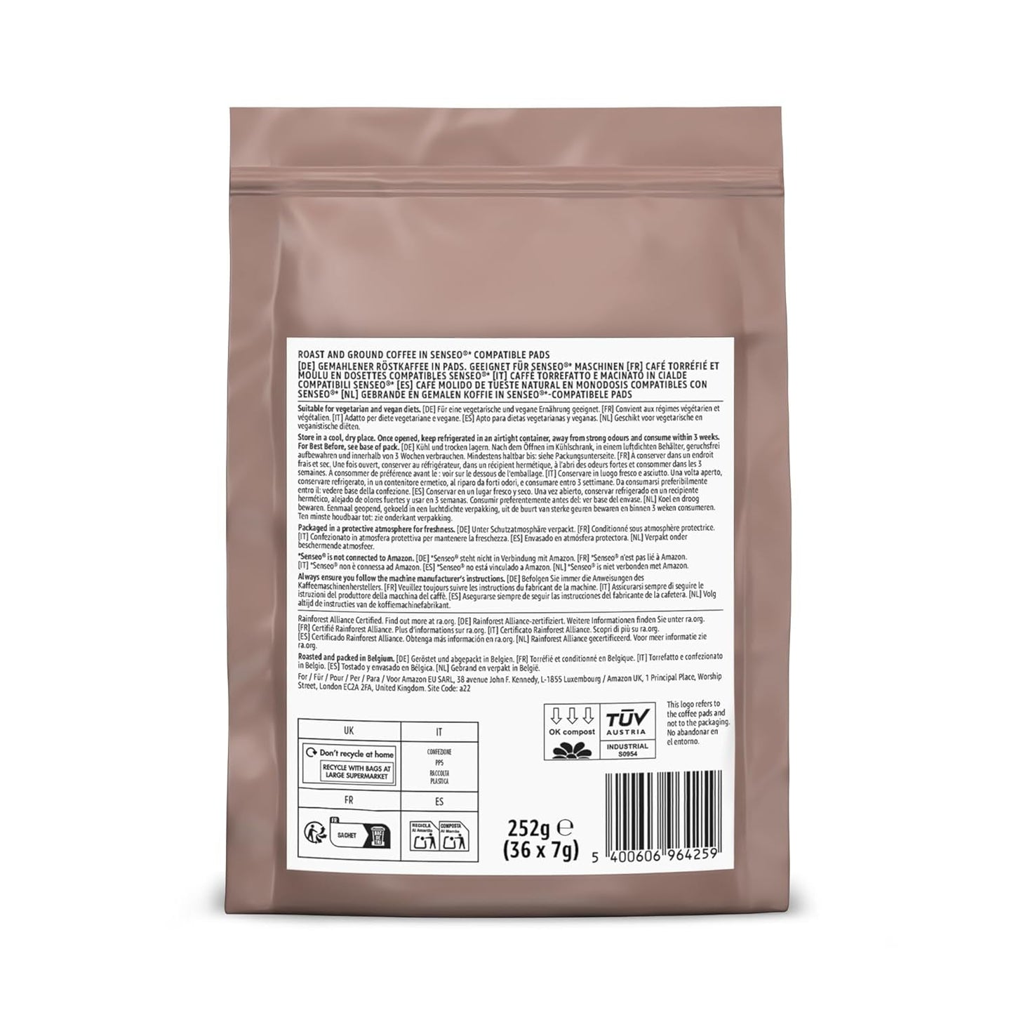af Amazon Starke Pads, geeignet für Senseo-Maschinen, 36 Stück (1 Packung mit 36 ​​​​Stück) – Rainforest Alliance-zertifiziert