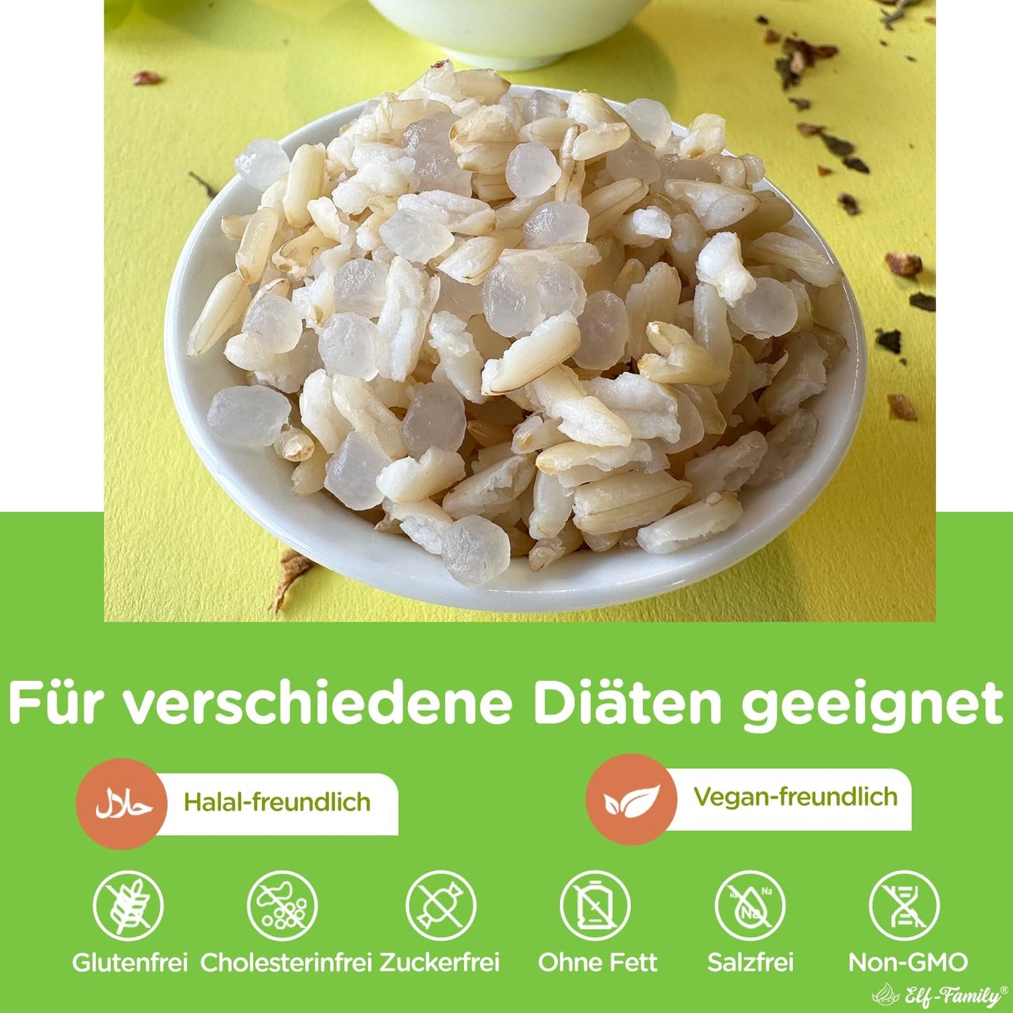 Elf-Family Konjak Reis Thai Brauner Shirataki Bowl -[Diätbox for 1 Wo.] - Instant Jasmin Reis - Fertiggerichte für Mikrowelle - Natürlich Superfoods Mikronährstoffe - Vegansk/Low Carb/Fettfrei- 6er Box