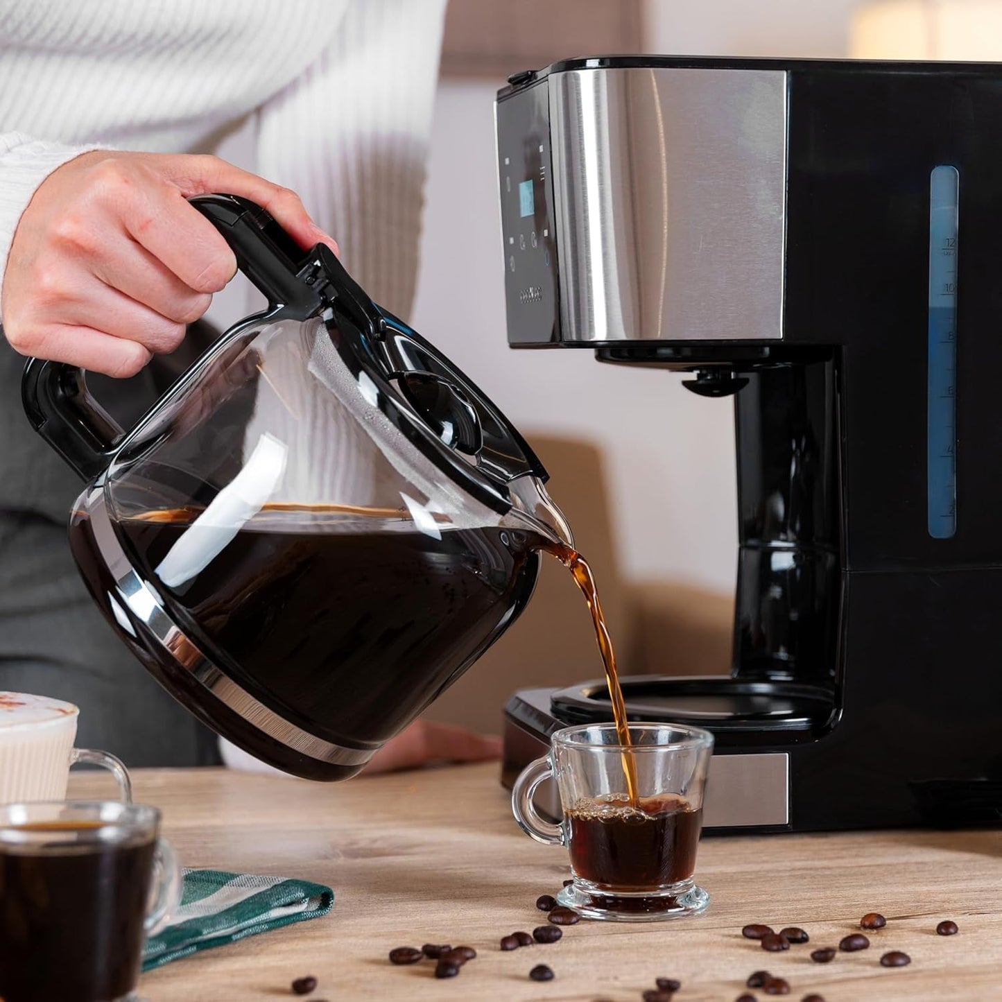 Espresso med filter Cecotec Coffee 66 Drop and Touch, effekt 950 W, 1,5 L, 12 kopper, touchskærm, glaskaraffel, 24-timers timer, 6 kontakter, genanvendeligt mesh-filter