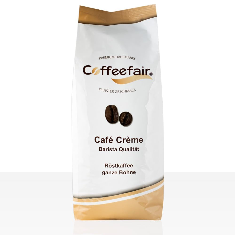 Coffeefair Cafe Creme Kaffeebohnen i Barista Qualität - 1 kg til Kaffeevollautomaten, Mischbohne til Kaffee eller Espresso-verwendbar, schonende Trommelröstung