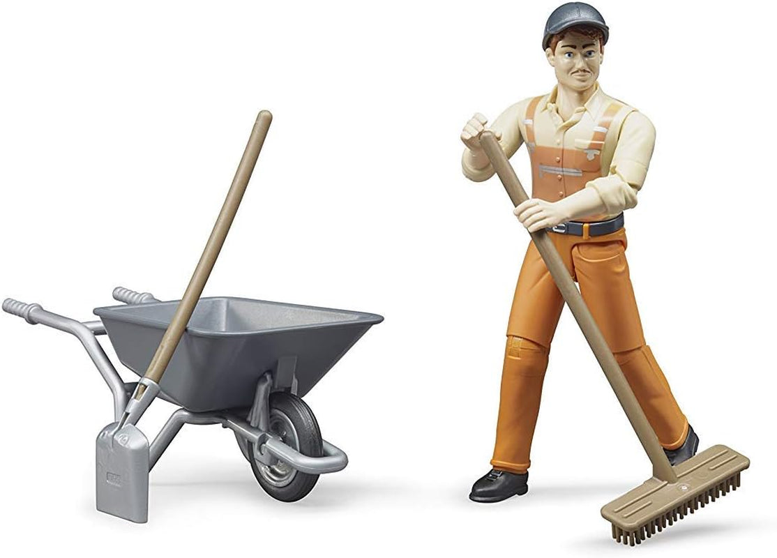Bruder 62130 - Bworld figursæt kommunalarbejder - 1:16 legetøjsfigur, entreprenørkøretøj, bygningsarbejder, gård, mand Actionfigurer Naty Shop