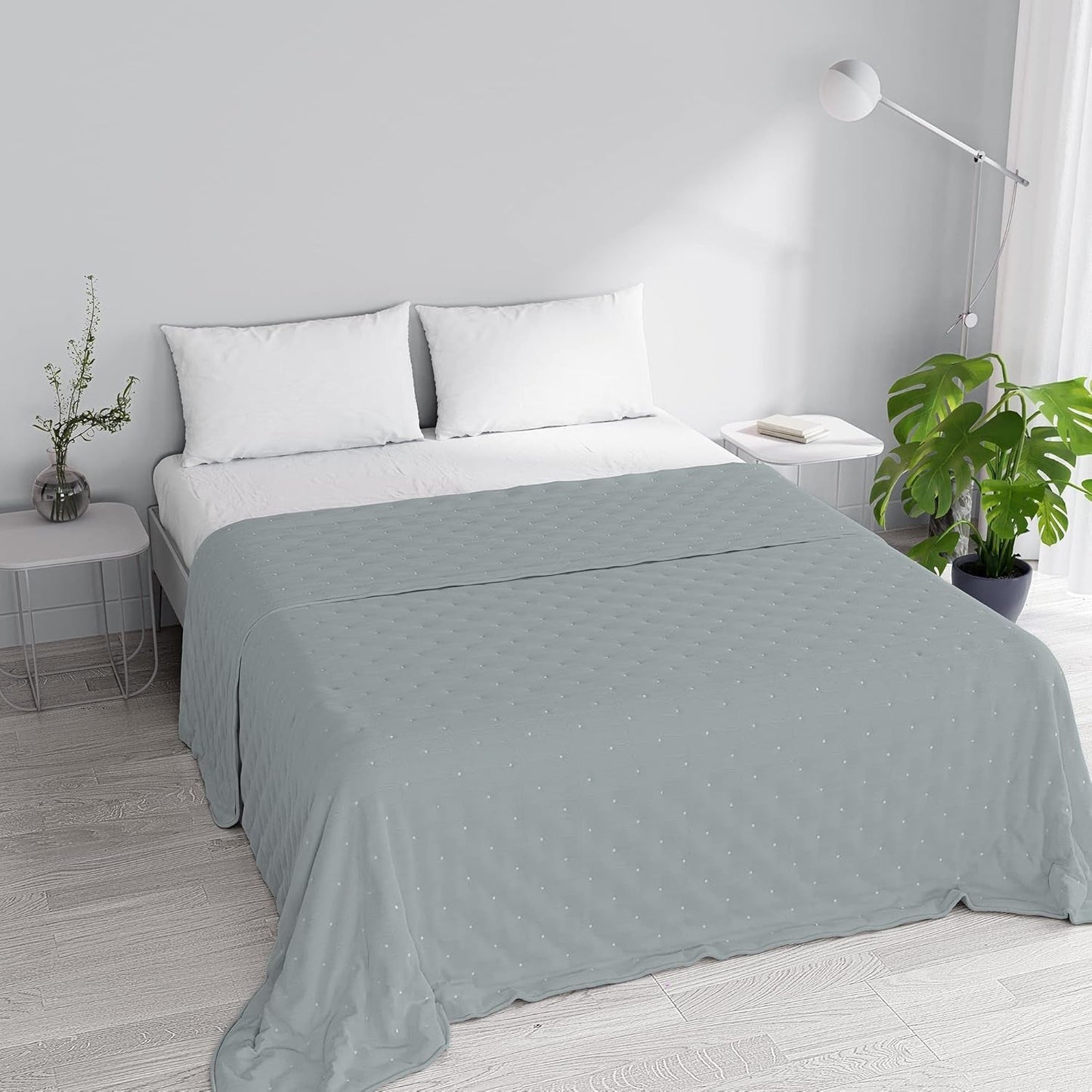 Elegant sommerdyne, quiltet, grøn, 170 X 250 cm Dyner og dyner Naty Shop Mørkegrå 250X250Cm