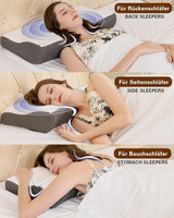 Nakkesmertepude, Ergonomisk ortopædisk Nakkepude, Side Back Abdominal Memory Foam Pude, Anti Snorken Pude til Mænd Kvinder (62 * 34,5 * 12/8CM) Cervikal Ortopædiske Puder Naty Shop