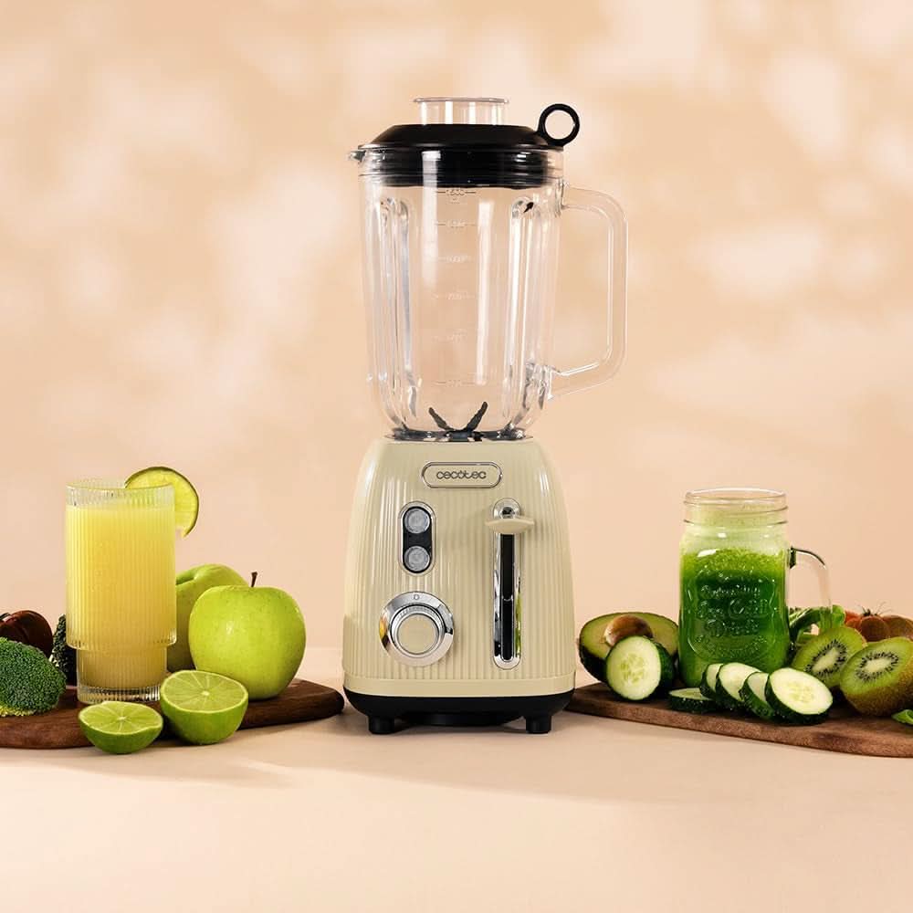 Cecotec Standmixer Retro Power Sort Titanium Retrogrøn. 1200W Maximale Leistung, 2 Geschwindigkeiten, 4-Klingen-Messer Mit Schwarzer Titanbeschichtung og 1,5L Krug, Vintage-Design i Grün Kitchen Naty Shop