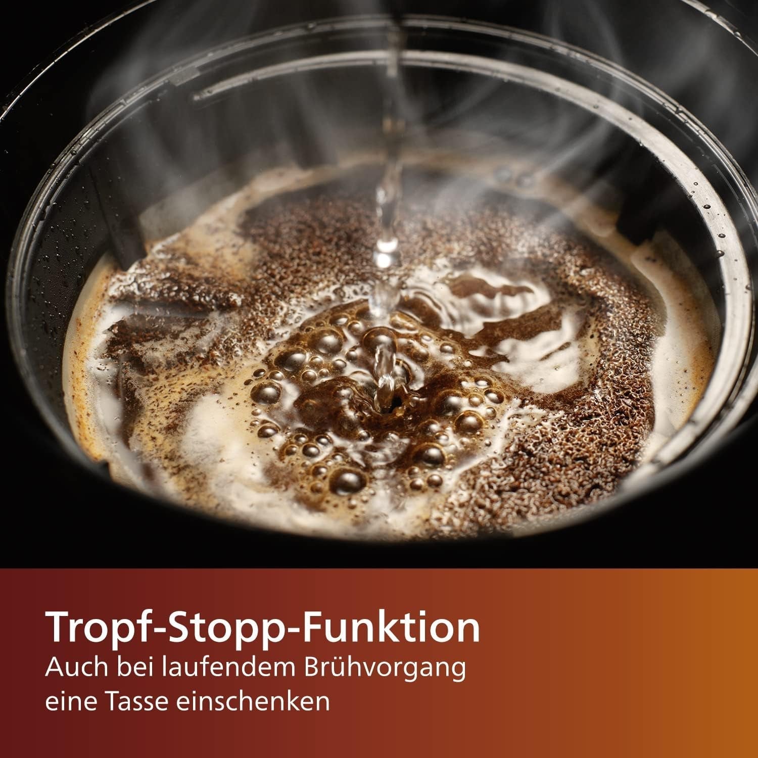 PHILIPS Café Gaia Filter Espressomaskine - Termokande i rustfrit stål, Anti-drypsystem, Intens Aroma, Auto-Off, 1300ml, Sort (HD7546/20)