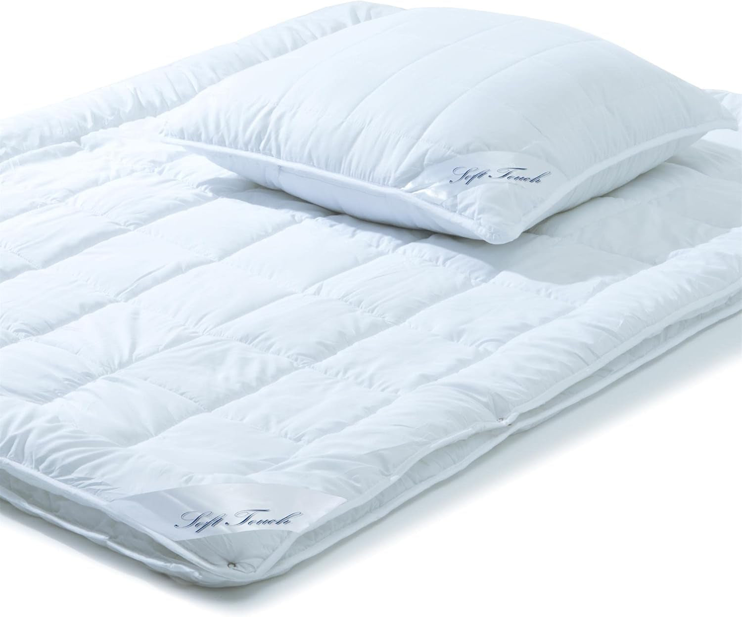 Aqua-Textil Soft Touch Sæt til børn Dyne 100 X 135 Cm 250G og 350G med pude 40 X 60 Cm 150G Dyne 4 sæsoner Klimastyring Oeko-Tex Dyner og dyner Naty Shop 155X220 Cm + 1X C 80X sæson