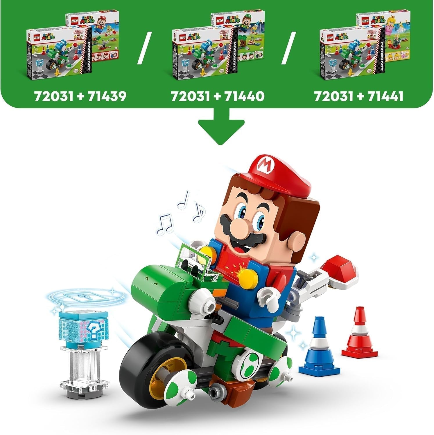 LEGO Super Mario: Mario Kart - Yoshi-cykel, Nintendo Adventure-samlesæt, gave til børn, drenge, piger og spillere på 7+, Yoshi-figursamlingssæt 72031 byggesæt Besuche den LEGO-Store