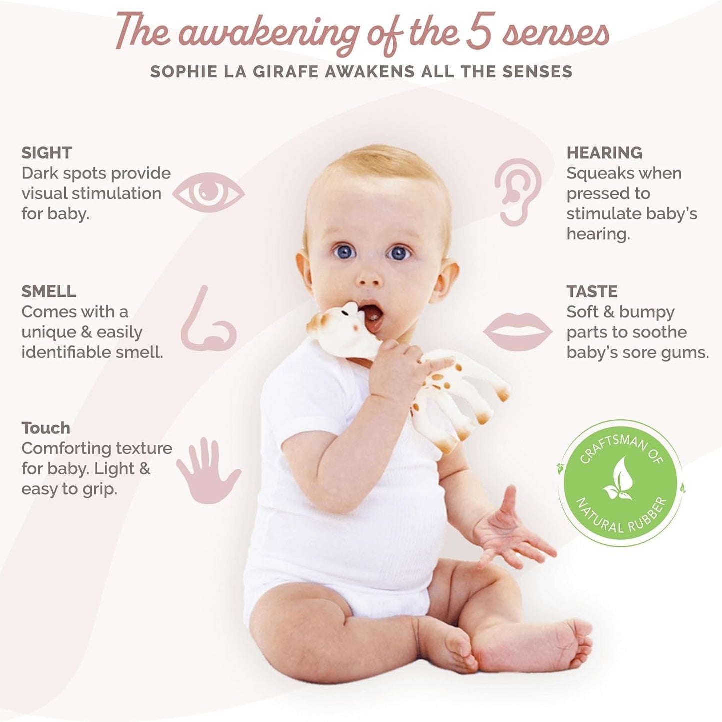 Sophie the Giraffe - Babygaveæske + bidering - 100 % naturgummi - Babyaktivitetssæt - Early Learning Legetøj