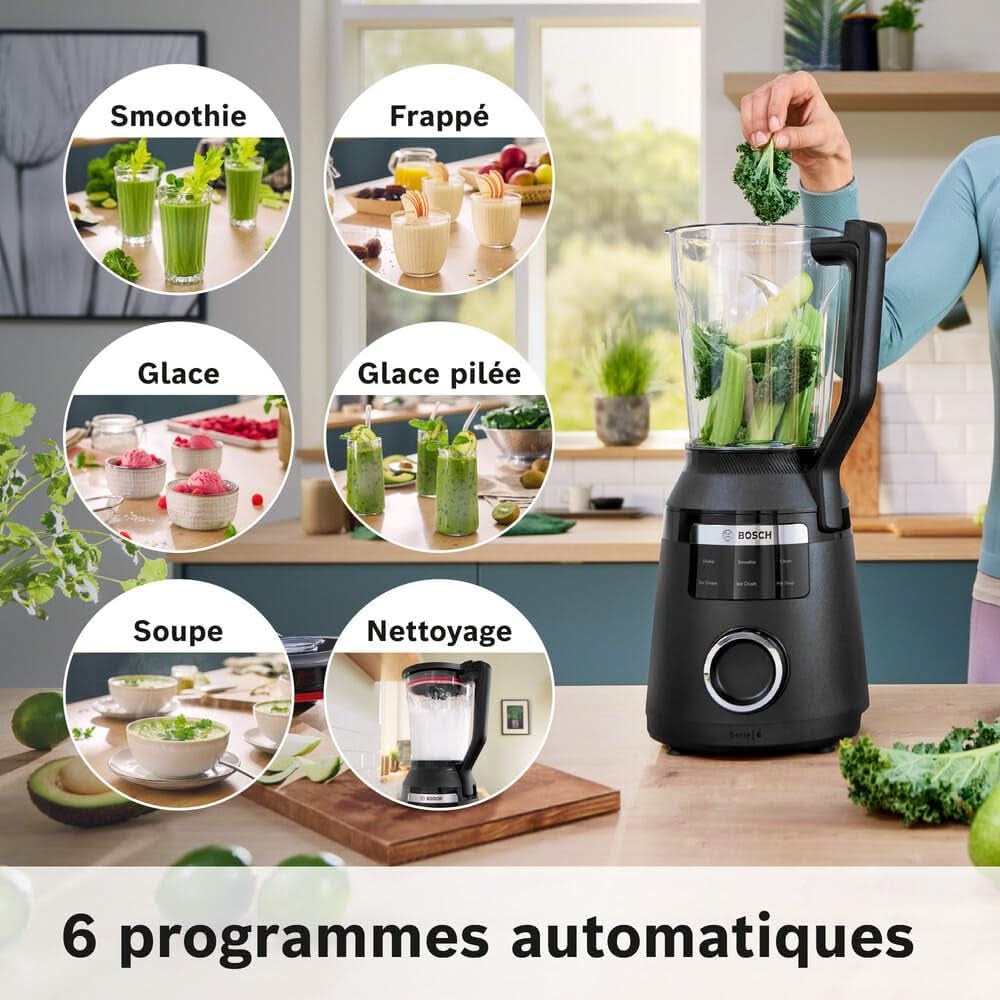 Vitapower Standmixer, serie 6, 1.800 W, 6 programmer, Prospeed Klingen, Tritan™-Krug, Schwarz, MMB6652B Kitchen Naty Shop