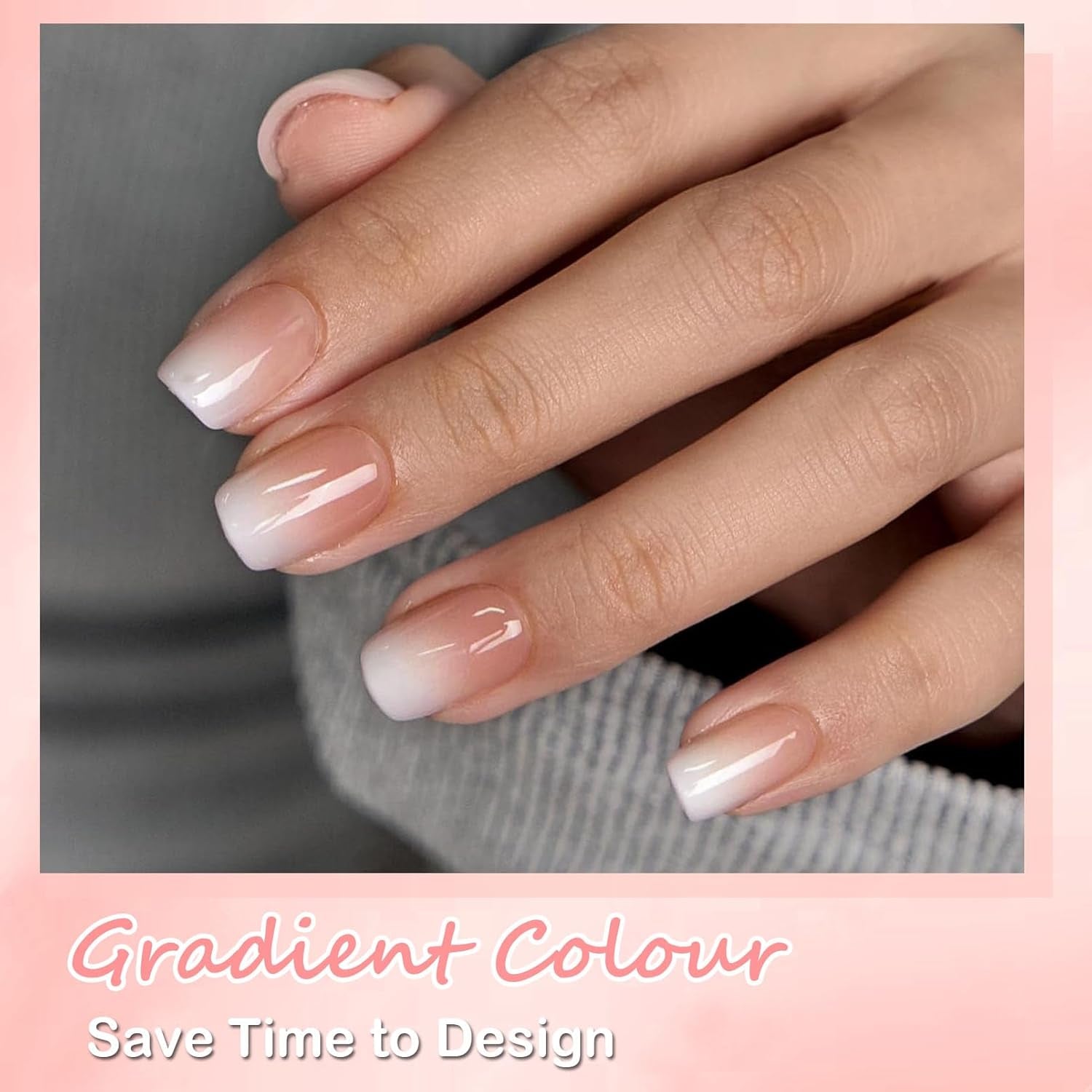 240 stk. Korte falske neglesæt - Korte naturlige kunstige falske negle til lim på - Nude Gradient Kunstige negle til Box Nail Extensions (Nude Gradient)