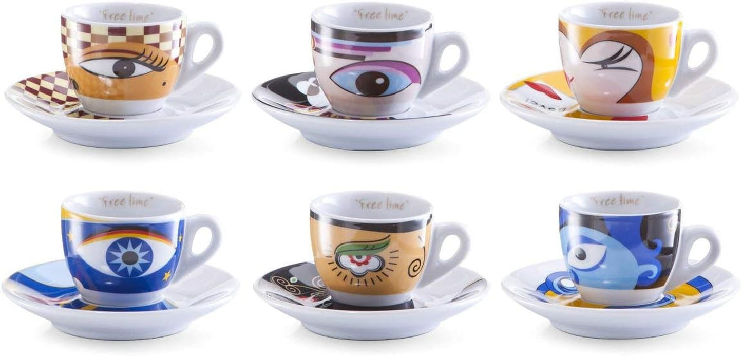 Zeller 26510 Espressokopsæt, 12 dele, Magic Eyes, hvid