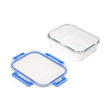 Amazon Basics madbeholdere med lufttætte glaslåg, 14-delt sæt, 7 beholdere og 7 låg, BPA-fri, klar med blå silikonetape Madopbevaringsbokse Naty Shop