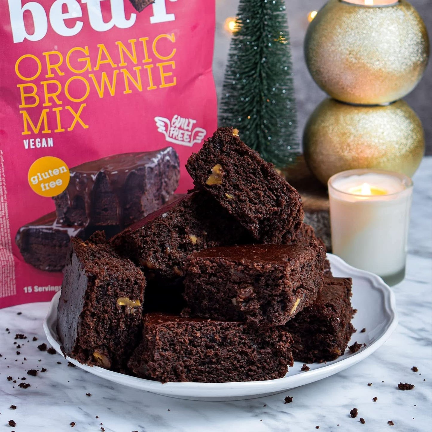Bettr Organic Brownie Mix - Økologiske, veganske og glutenfri brownies med rig kakaosmag, 6 x 400 gram Kitchen Naty Shop