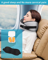 Flynakkepude, Memory Foam Rejsepude, Voksen Nakkepude, Justerbar vaskbar Flypude, Ergonomisk rejsepude (grå) Cervikale ortopædiske puder Naty Shop