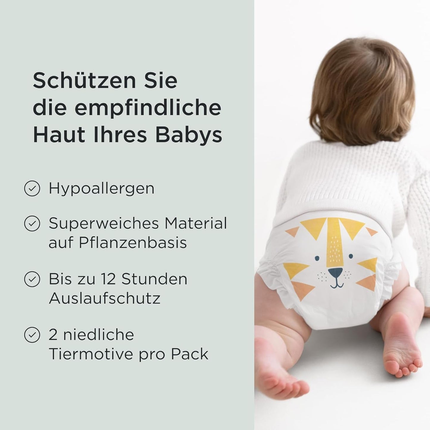 Kit & Kin Premium bleer, størrelse 4 (9-14 kg), 128 count, plantebaseret og allergivenlig, pålidelig lækagebeskyttelse, vegansk og grusomhedsfri
