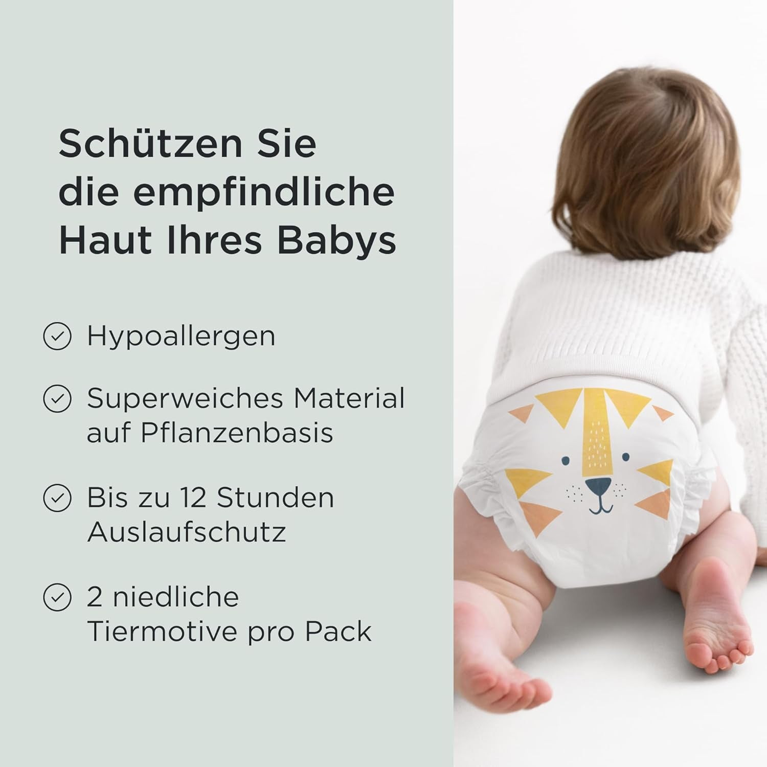 Kit & Kin Premium bleer, størrelse 4 (9-14 kg), 128 count, plantebaseret og allergivenlig, pålidelig lækagebeskyttelse, vegansk og grusomhedsfri
