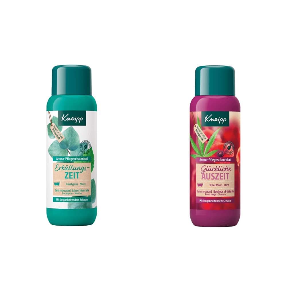 Kneipp Aroma Foam Bath Cold Season, badetilsætningsstof med naturlige æteriske olier af eukalyptus og mynte, 400 ml Brusebad og bad Naty Shop Happy Time Out skumbadepakke