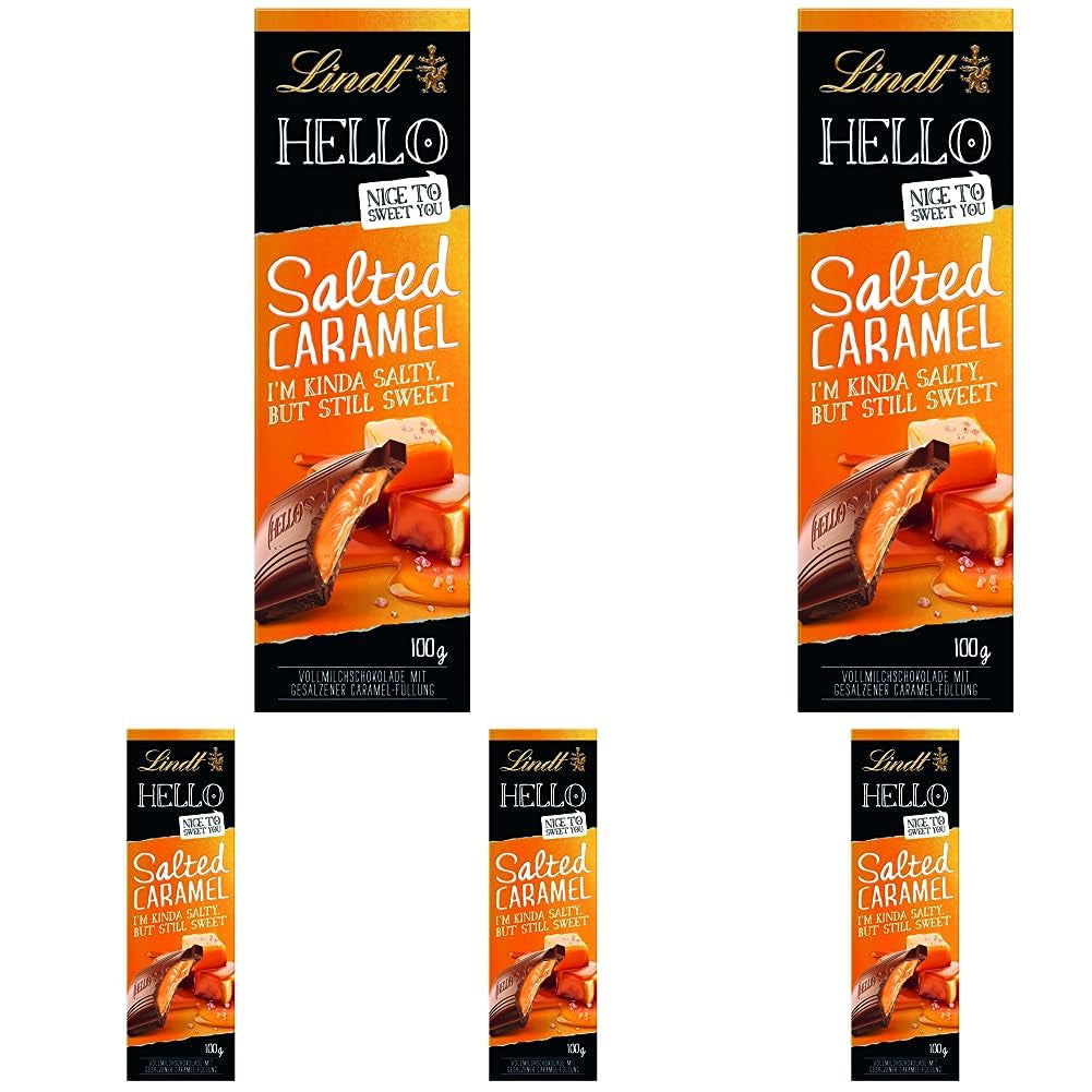 HEJ Saltet karamelchokolade | Bar 100g | Mælkechokolade med saltet karamelfyld | Chokoladebar | Chokoladegave (pakke med 5)