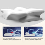 Ergonomisk memoryskum cervikal nakkepude med aftageligt vaskbart betræk til ortopædisk søvn, nakkesmerter og mavesmerter (55X35X13 cm) Naty Shop cervikale ortopædiske puder