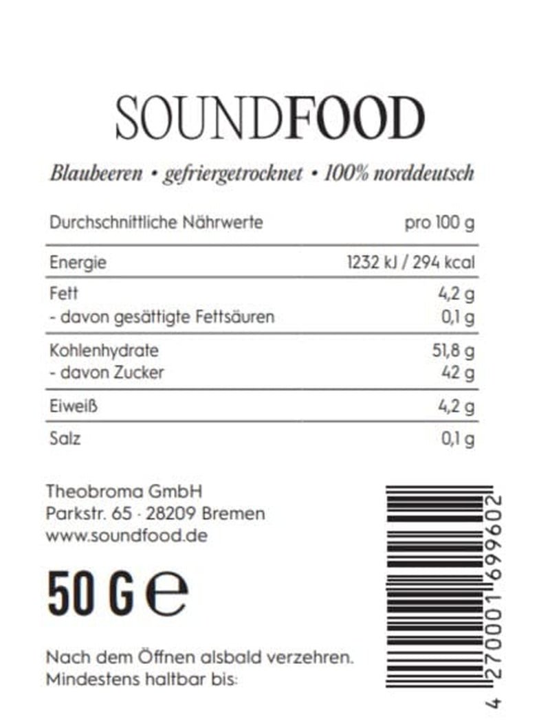 Blåbær | frysetørrede blåbær, hele fra Tyskland | regionalt = 100 % Nordtyskland | høst 2024, 40 g Naty Shop dehydrerede produkter