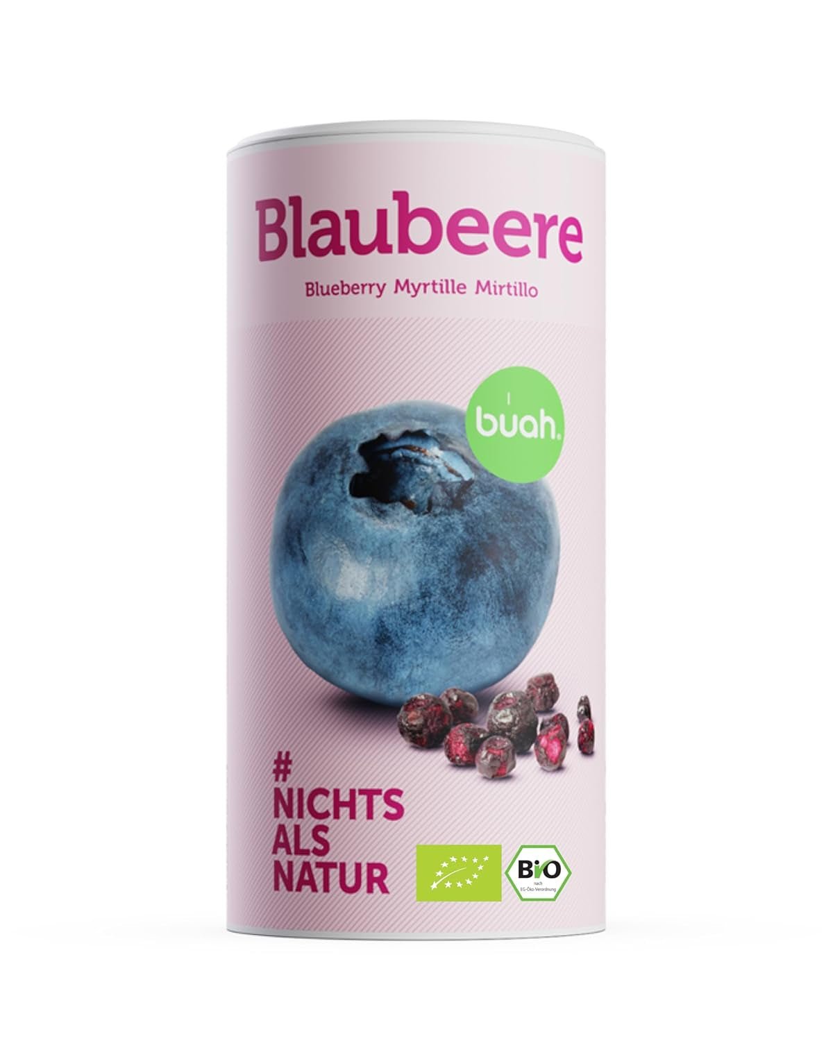 Frysetørrede økologiske blåbær BUAH® | Frysetørrede økologiske blåbær uden tilsat sukker | 100 % frysetørret frugt (vegansk, glutenfri, laktosefri) | Ideel snack (140g) Dehydrerede produkter Naty Shop Standard titel