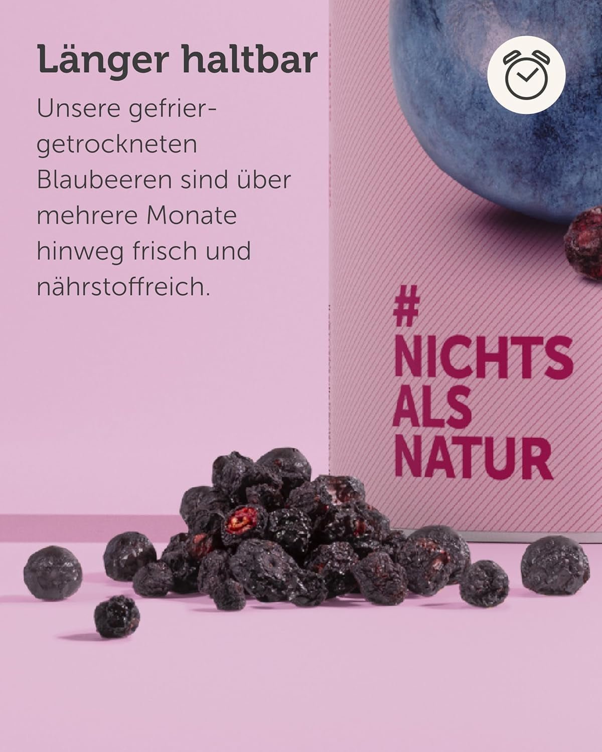 Frysetørrede økologiske blåbær BUAH® | Frysetørrede økologiske blåbær uden tilsat sukker | 100 % frysetørret frugt (vegansk, glutenfri, laktosefri) | Ideel snack (140 g) Naty Shop dehydrerede produkter