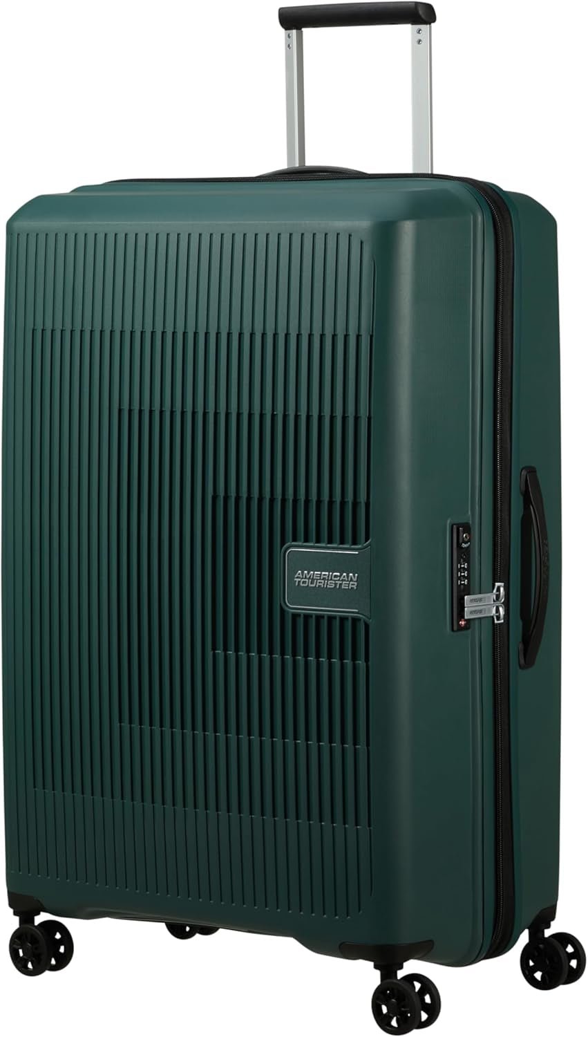 American Tourister Aerostep - Spinner L, udvidelig kuffert, 77 cm, 101,5/109 L, Orange (Bright Orange) Bagage og rejseudstyr Naty Shop Green (Mørk Skov) L (77 cm - 101,5/109 L)